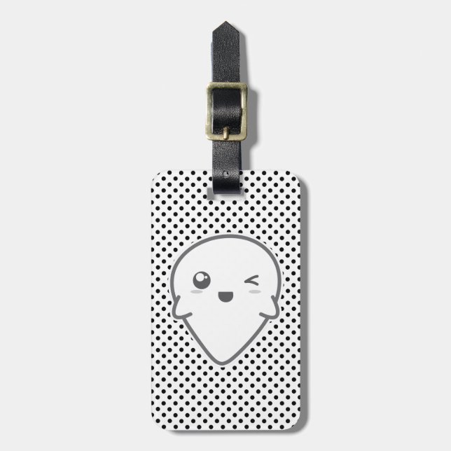 Kawaii Winking Ghost Travel Luggage Tags (Front Vertical)