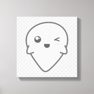 Kawaii Winking Ghost Wrapped Canvas