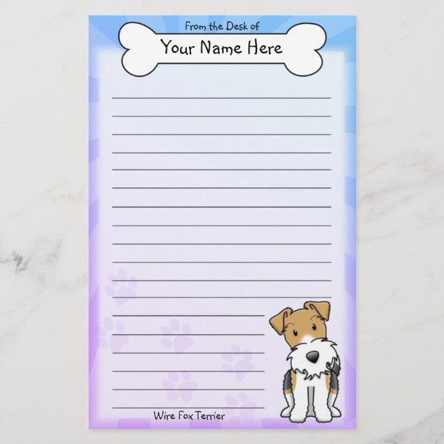 Kawaii Wire Fox Terrier Stationery (Front)