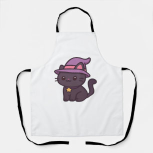 Kawaii Witch Cat in Purple Hat Classic T-Shirt Apron