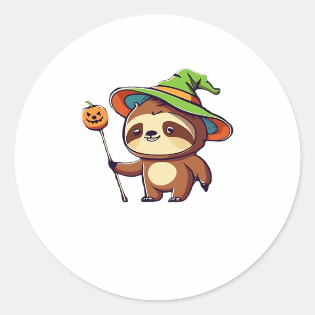 kawaii witch sloth Classic T-Shirt Classic Round Sticker (Front)