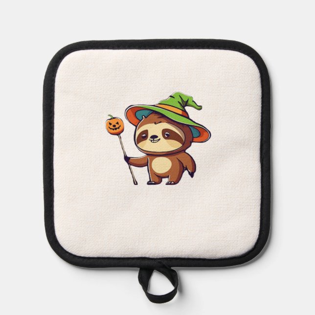 kawaii witch sloth Classic T-Shirt Pot Holder (Front)