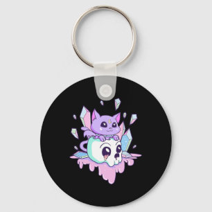 Kawaii Witchy Cat Cute Pastel Goth Creepy Cats Sku Keychain