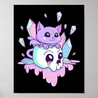 Kawaii Witchy Cat Cute Pastel Goth Creepy Cats Sku
