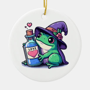 Kawaii witchy love potion ceramic ornament