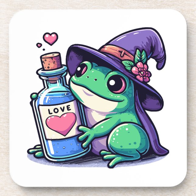 Kawaii witchy love potion coaster (Front)