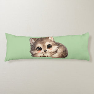 Kawaii Wolf Cub with Sparkling Eyes and Sweet  Body Pillow