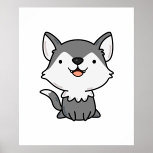 Kawaii Wolf Poster