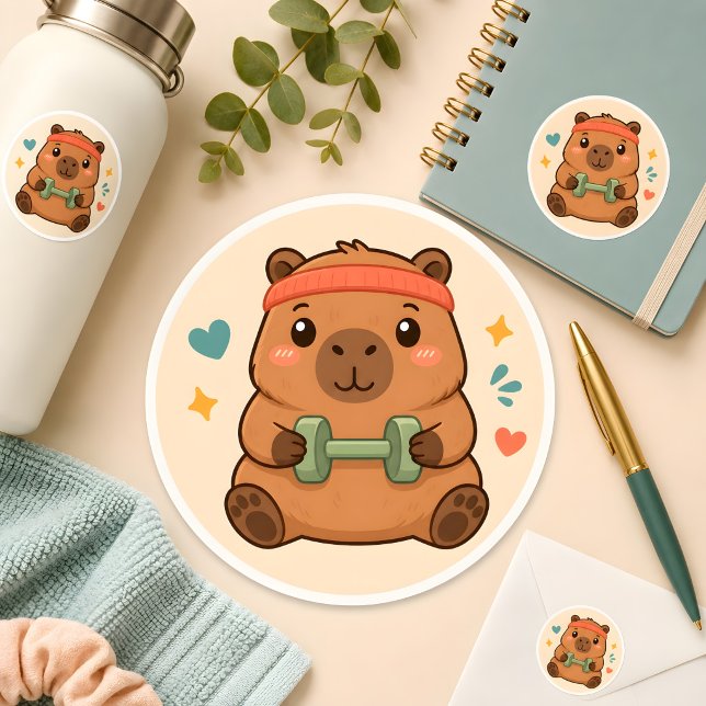 Kawaii Workout Capybara Gym Motivation Sticker (Creator Uploaded)