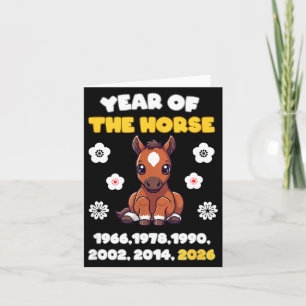 Kawaii Year Of Horse Chinese Zodiac 2026 Animal  Card