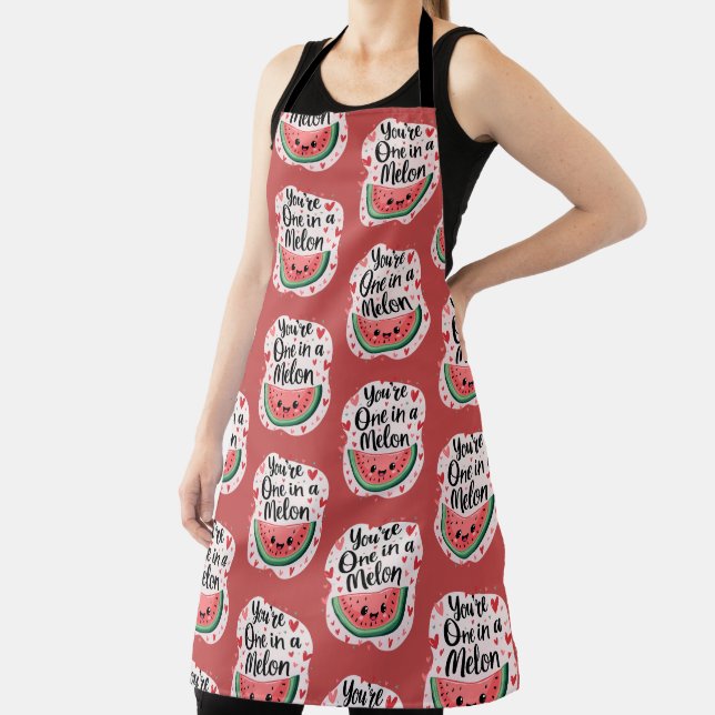 Kawaii "You're One in a Melon" Cute Watermelon Pun Apron (Insitu)