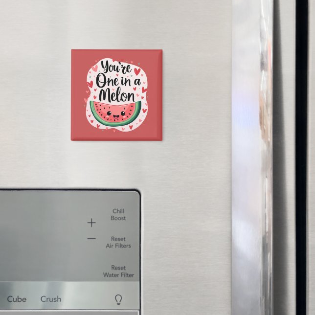 Kawaii "You're One in a Melon" Cute Watermelon Pun Magnet (In Situ (Fridge))