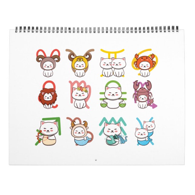 Kawaii Zodiac Cat Sign Calendar (Back)