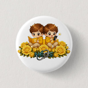 Kawaii Zodiac Neos Gemini 1 Inch Round Button