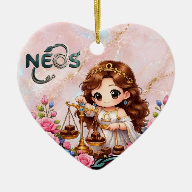 Kawaii Zodiac Neos Libra Ceramic Ornament (Front)