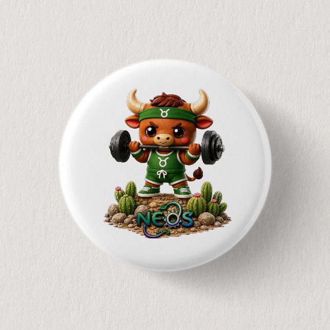 Kawaii Zodiac Neos Taurus 1 Inch Round Button (Front)