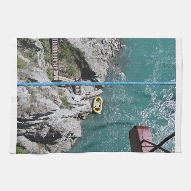 Kawarau Bridge Bungy POV, Queenstown, New Zealand Kitchen Towel (Horizontal)