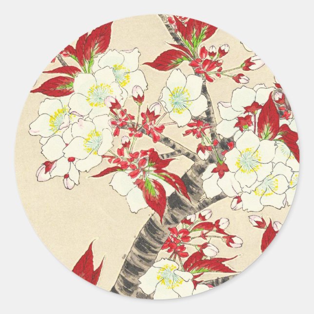 Kawarazaki Shodo Floral Calendar of Japan Classic Round Sticker (Front)