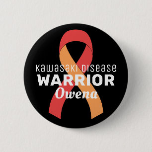 Kawasaki Disease Warrior Ribbon Black Button