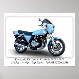 Kawasaki KZ1000 Z1R Motorcycle - A3 Size Print 