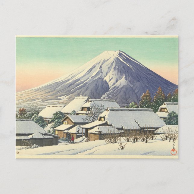 Kawase Hasui Winter Village Postcard (Front)