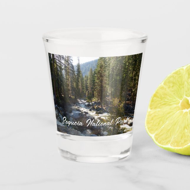Kaweah River in Sequoia National Park Shot Glass (Front)