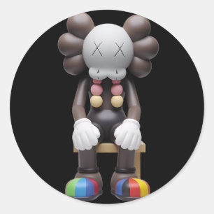 kaws at rest classic round sticker