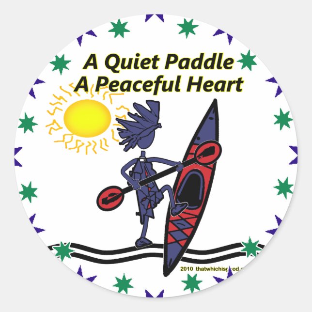 Kayak A Quiet Paddle Waves Classic Round Sticker (Front)