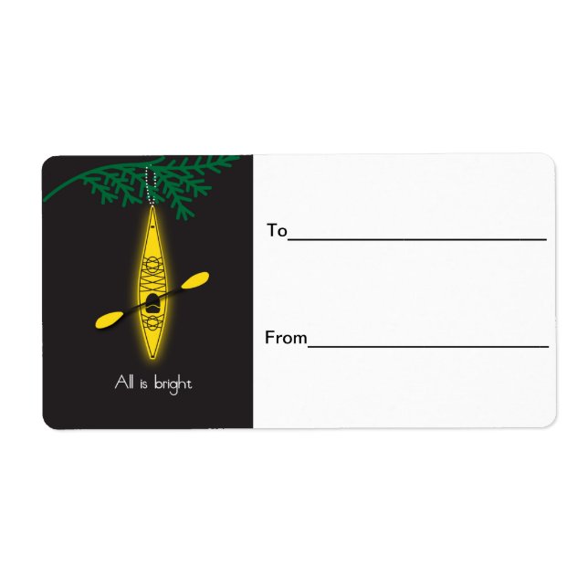Kayak "All is bright" Christmas label (Front)