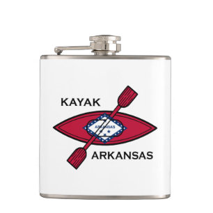 Kayak Arkansas Flag Hip Flask