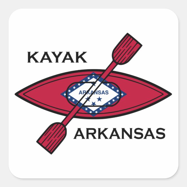 Kayak Arkansas Flag Square Sticker (Front)