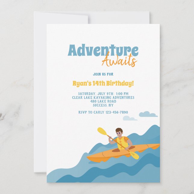 Kayak Birthday Invitation (Front)