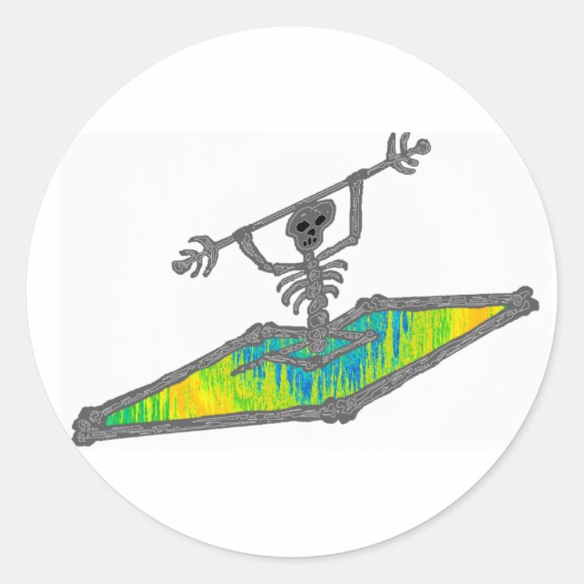 Kayak Bones Wavelength Classic Round Sticker (Front)
