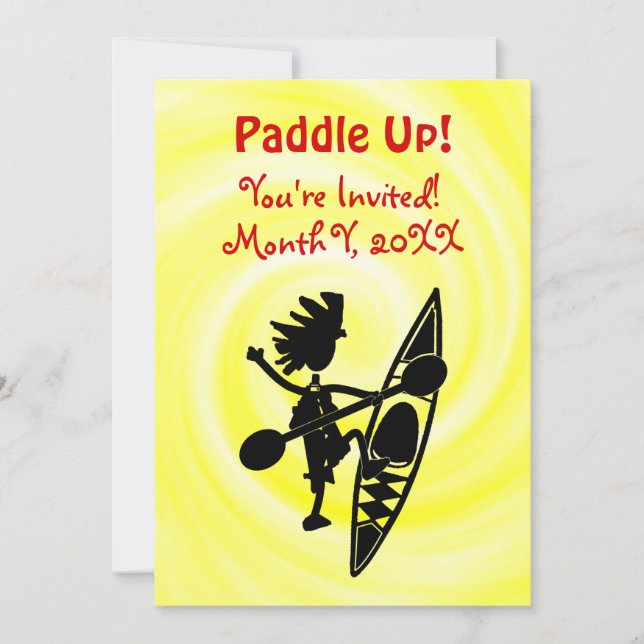 Kayak Canoe Joyful Silhouette Invitation (Front)