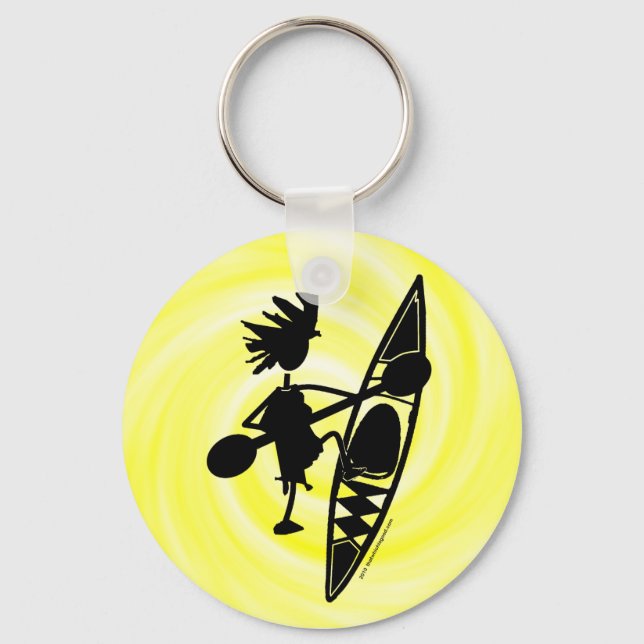 Kayak Canoe Joyful Silhouette Keychain (Front)