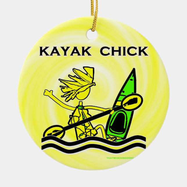 Kayak Chick Designs & Things Ceramic Ornament (Front)