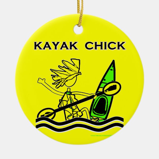Kayak Chick Designs & Things Ceramic Ornament (Front)