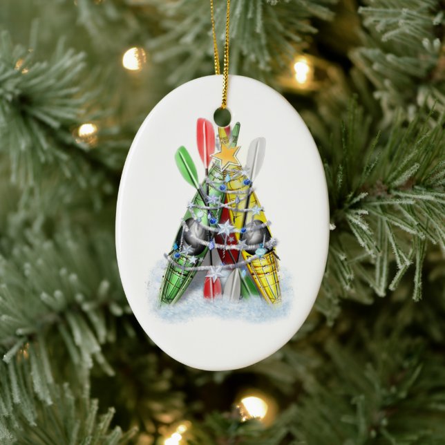 Kayak Christmas Tree Ceramic Ornament (Tree)