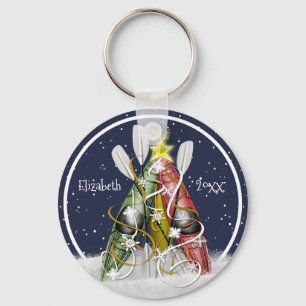 Kayak Christmas Tree kayaking paddling custom Keychain