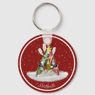 Kayak Christmas Tree kayaks paddles personalized Keychain