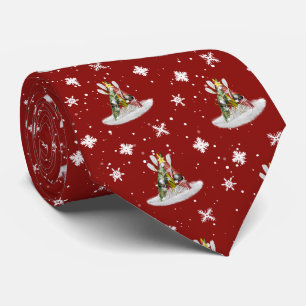 Kayak Christmas Tree pattern monogrammed Tie