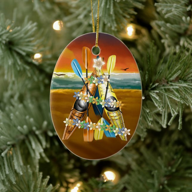 Kayak Christmas Tree - Tropical Ceramic Ornament (Tree)