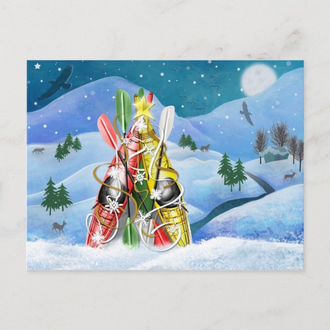 Kayak Christmas Tree - Wonders of Nature Holiday Postcard (Front)