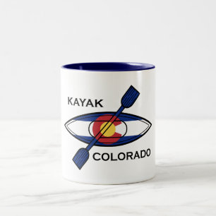 Kayak Colorado Flag Two-Tone Coffee Mug
