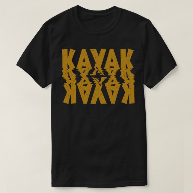 Kayak Distressed Dark Golden Rod Typography T-Shirt (Design Front)