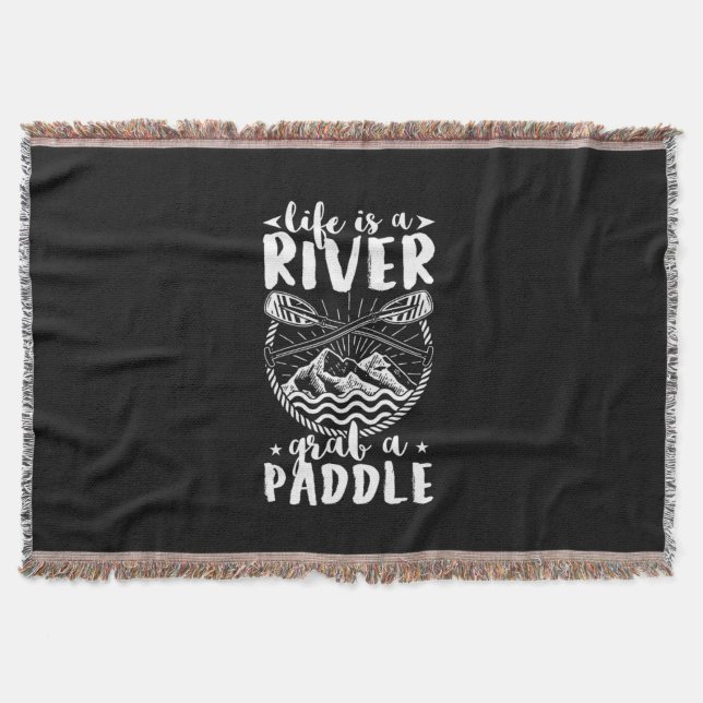 Kayak Driver Life Is A River Throw Blanket (Front)