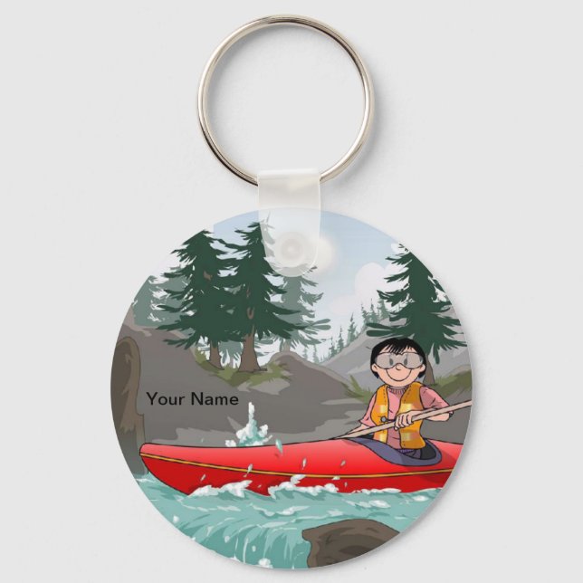 Kayak - Female Cartoon by PrintedPerfection.com Keychain (Front)