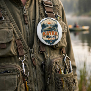 Kayak Fishing Club - Vintage Retro Outdoor Fishing 6 Inch Round Button