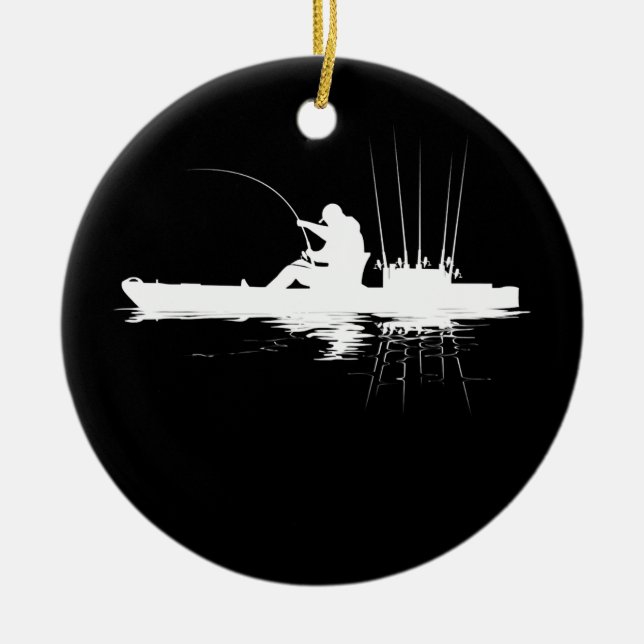 Kayak Fishing Fisherman Angler Kayaking Angling Ceramic Ornament (Front)