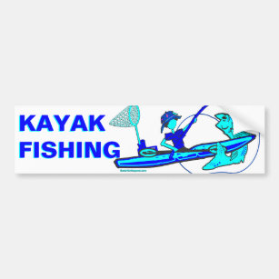 Kayak Fishing in Blues Bumper Sticker